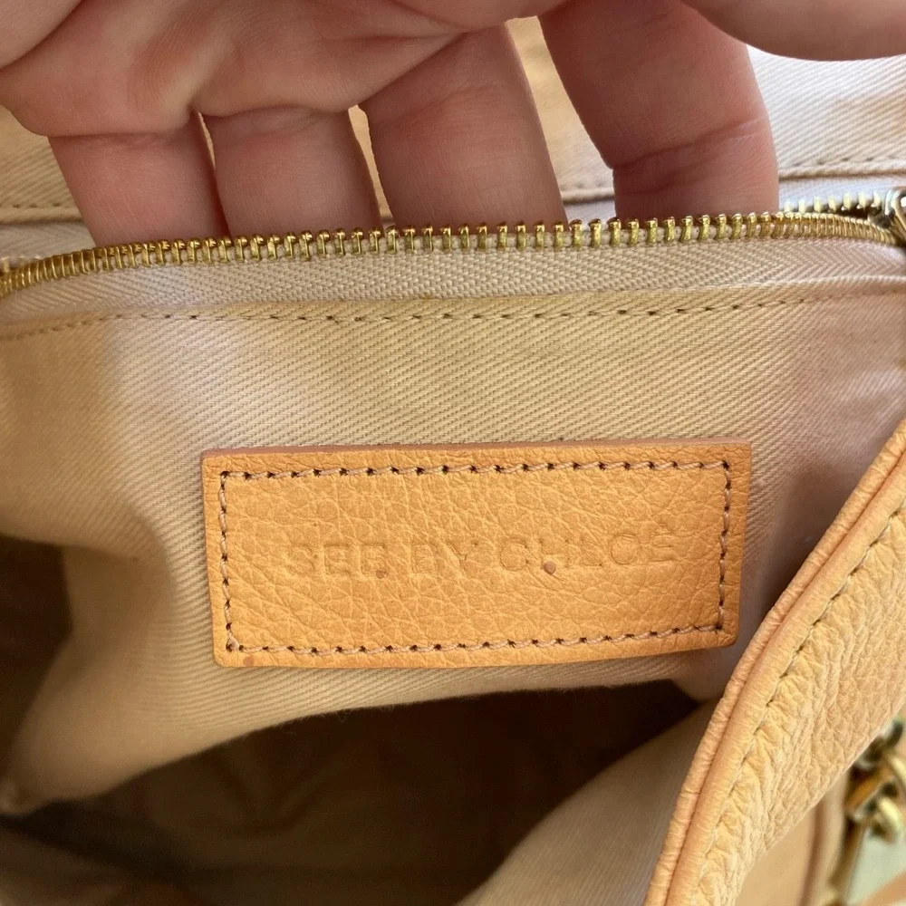 See by Chloe Peach Leather Shoulder Bag Peach Soft Pebbled Tassel Boho Festival